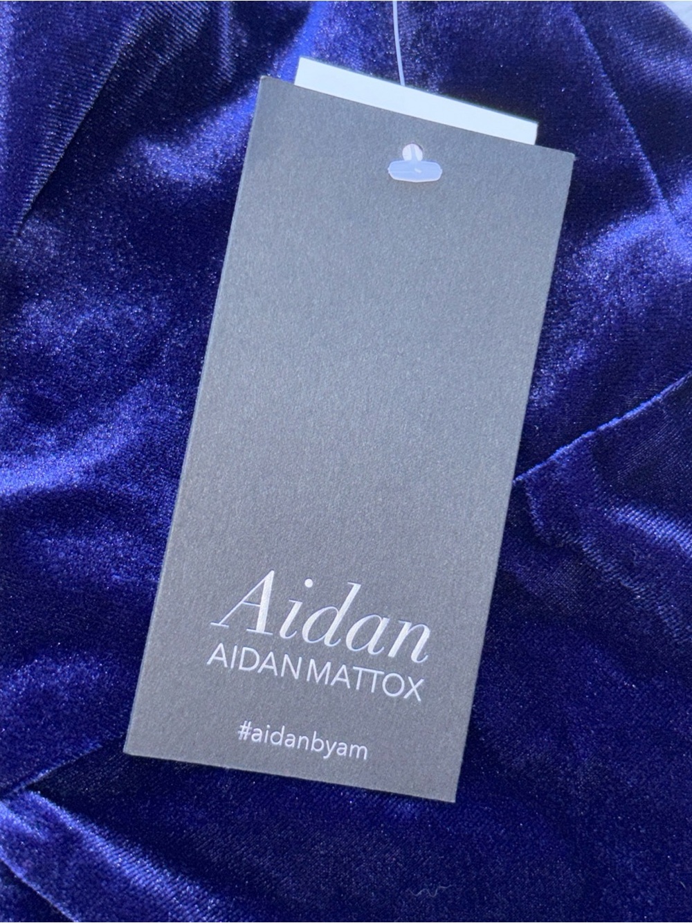 Aidan Mattox Royal Blue Velvet Plunging Maxi Gown - Picture 7 of 13